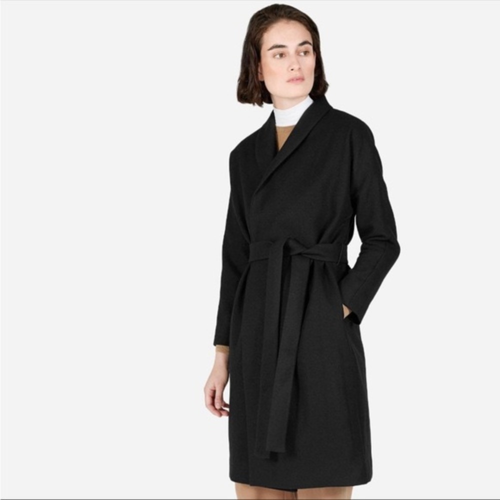 Everlane 100% wool belted wrap coat